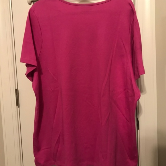 Quacker Factory bright pink t-shirt with beaded / sequined seashells (2X) - Picture 4 of 6